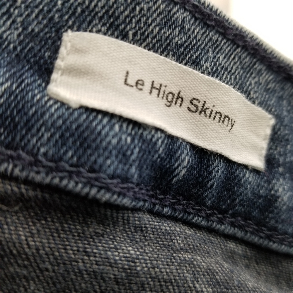 Frame Jeans le High skinny Raw Edge Beat Size 30 Ankle Stretch Cropped Dark Wash - Picture 10 of 12